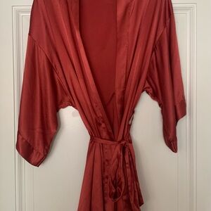 Victoria's Secret Deep Red Satin Robe